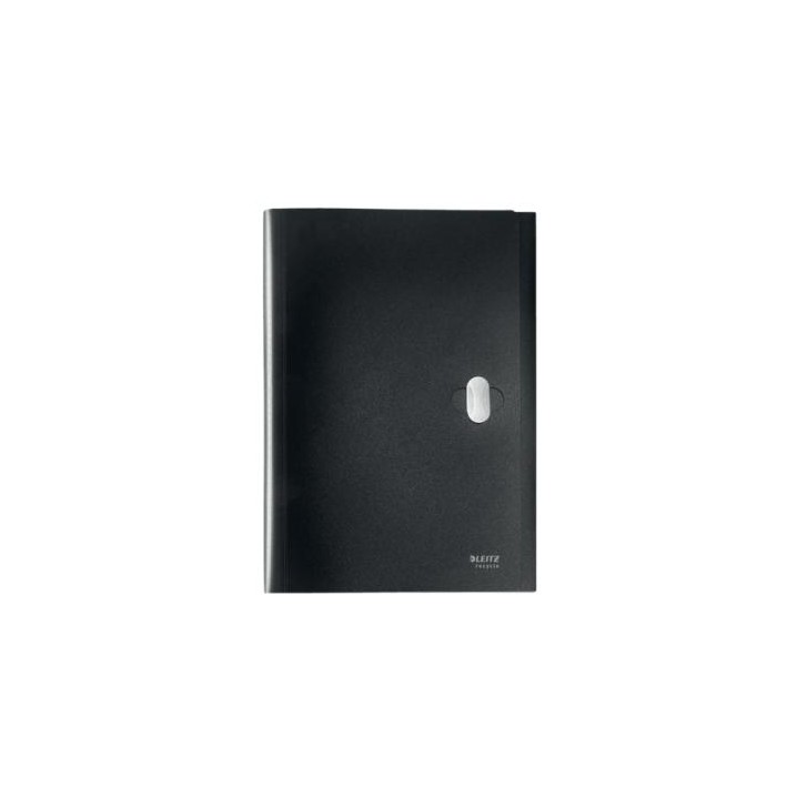 CARPETA POLIPROPILENO ACORDEON 5 POSICIONES+BOLSILLO FRONTAL BROCHE GIRATORIO A4 RECYCLE NEGRO LEITZ 46240095