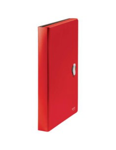 CARPETA POLIPROPILENO ACORDEON 5 POSICIONES+BOLSILLO FRONTAL BROCHE GIRATORIO A4 RECYCLE ROJO LEITZ 46240025