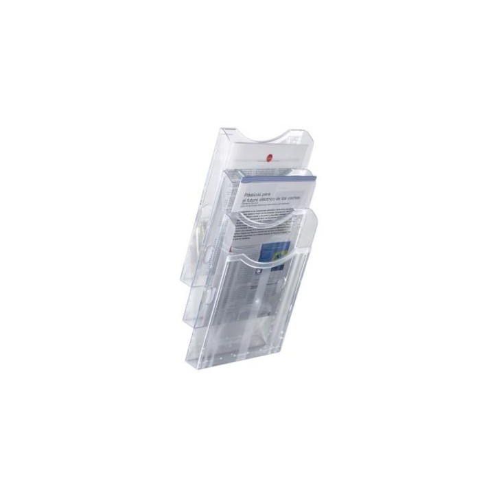 EXPOSITOR MURAL ARCHIPLAY 3 COMPARTIMENTOS A4 VERTICAL 105x235x445MM TRANSPARENTE ARCHIVO2000 6123 CS TP