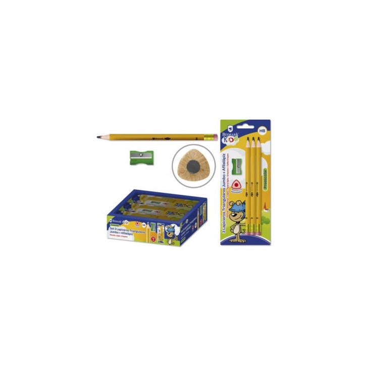 LAPICERO HB TRIANGULAR C/GOMA JUMBO KIDS - 3 UDS BISMARK 328567