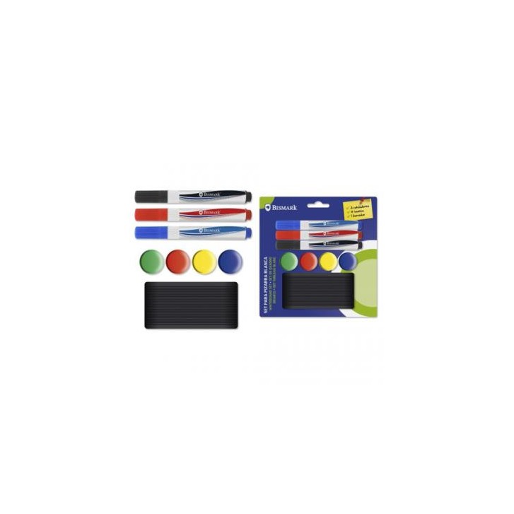 SET 3 ROTULADORES PIZARRA+4 IMANES+BORRADOR BISMARK 329311