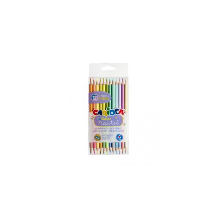 CAJA 12 LAPICEROS BICOLOR PASTEL CARIOCA 43309