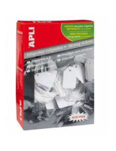 CAJA 1.000 ETIQUETAS COLGANTES BLANCAS 18 X 29 MM APLI 389