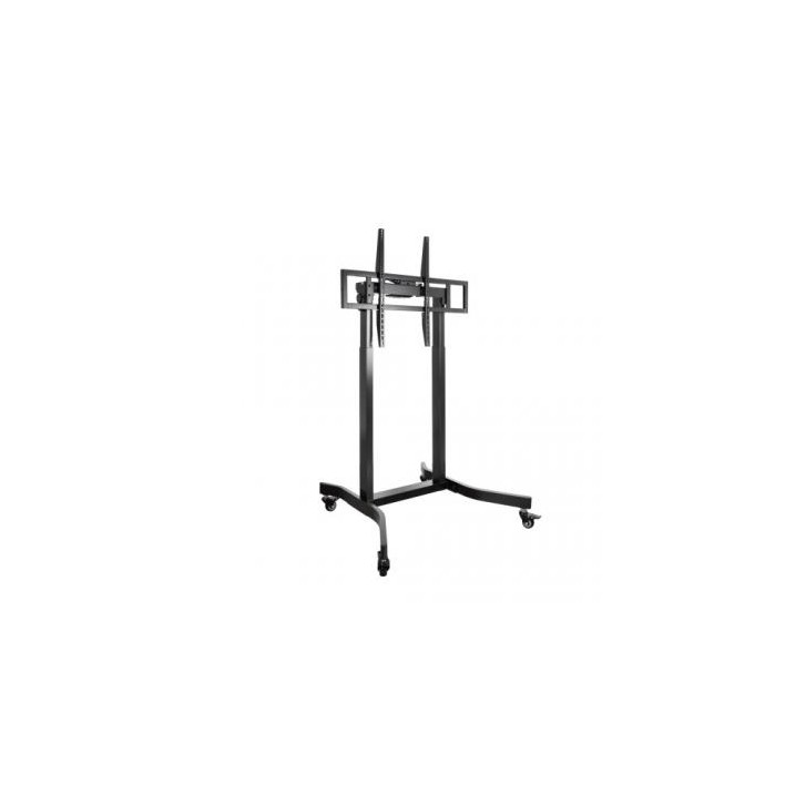 TooQ LUX Soporte de Suelo con Ruedas y Regulación Eléctrica de Altura para Pantallas 55"-100", Negro