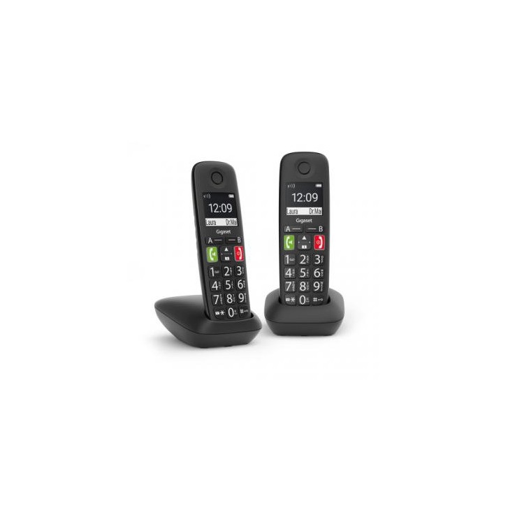 Gigaset E290 Duo Teléfono DECT/analógico Identificador de llamadas Negro