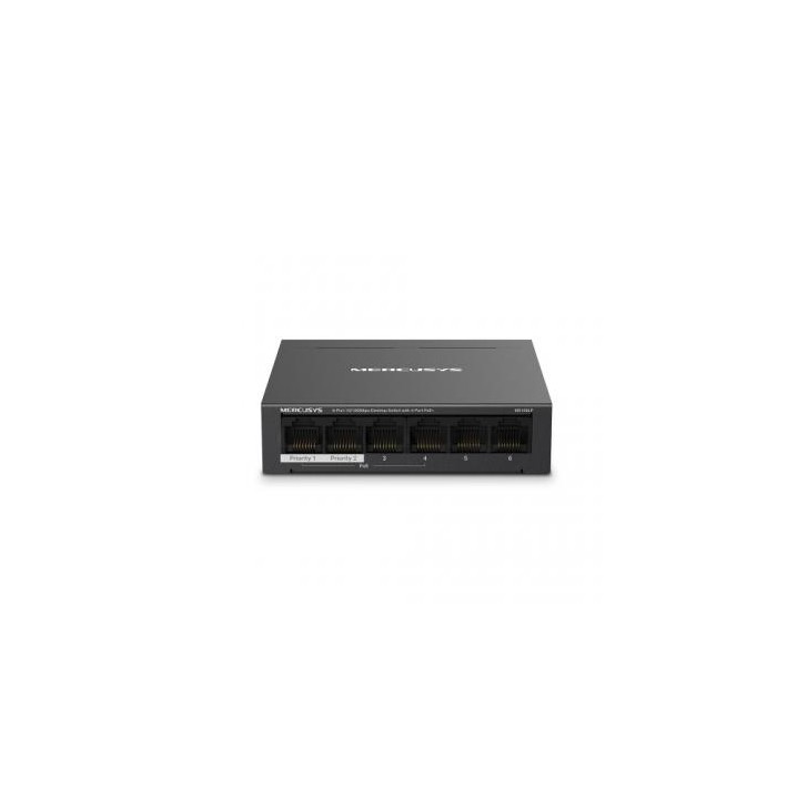 Mercusys MS106LP switch Gestionado Fast Ethernet (10/100) Energía sobre Ethernet (PoE) Negro