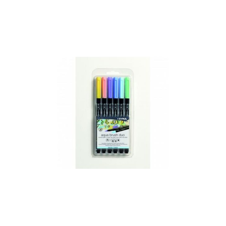 ESTUCHE 6 UDS AQUA BRUSH DUO TONOS PASTEL LYRA GROOVE L6521061