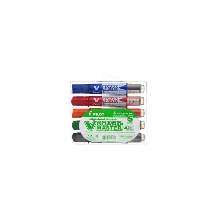 Pilot V-Board Master marcador 5 pieza(s) Punta redonda Negro, Azul, Verde, Naranja, Rojo