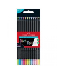 ESTUCHE CARTON 12 LÁPICES DE COLOR NEON BLACK EDITION FABER CASTELL 116410