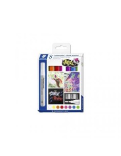 ESTUCHE 8 PIEZAS SURITDAS ROTULADOR CHALK MARKER LUMOCOLOR 344 TIZA LÍQUIDA STAEDTLER 344 C8