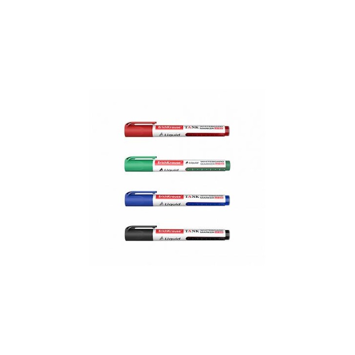 SET 4 MARCADORES PIZARRA BLANCA CON TINTA LÍQUIDA LW-600 NEGRO, AZUL, ROJO, VERDE ERICH KRAUSE 58362