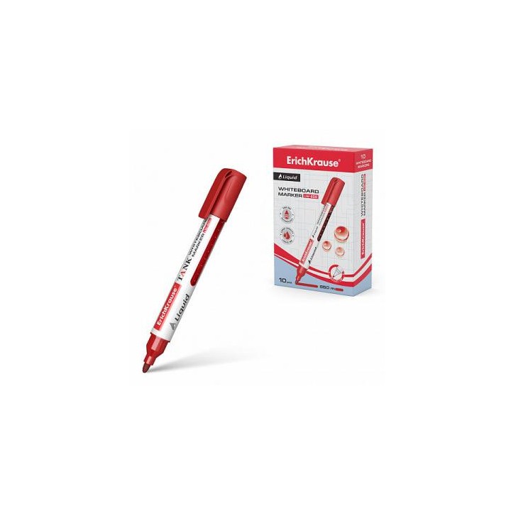 MARCADOR PIZARRA BLANCA CON TINTA LÍQUIDA LIQUID LW-600, TINTA COLOR ROJO ERICH KRAUSE 48776