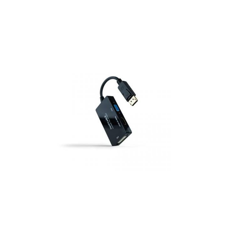 Nanocable Conversor DISPLAYPORT a HDMI/DVI/VGA, 20 cm, Negro