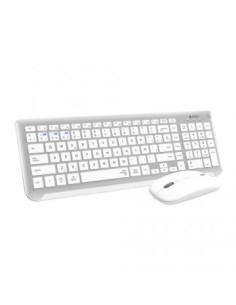 SUBBLIM Teclado con Ratón Bluetooth + 2.4G Combo Dual Prestige Extendido Plata/Blanco