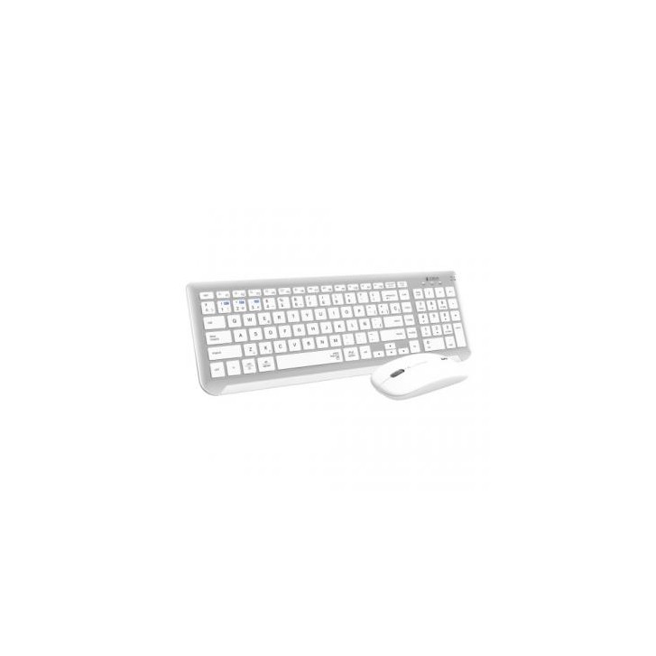 SUBBLIM Teclado con Ratón Bluetooth + 2.4G Combo Dual Prestige Extendido Plata/Blanco