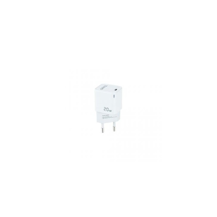 TooQ Cargador de Pared USB-C PD20W, Blanco