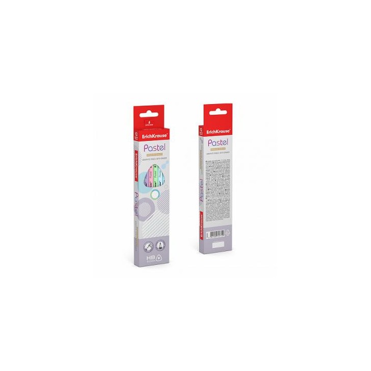 LÁPIZ DE GRAFITO TRIANGULAR CON GOMA PASTEL HB ERICH KRAUSE 56006