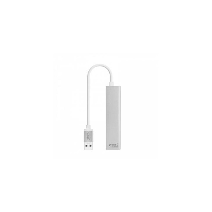 Nanocable Conversor USB 3.0 a Ethernet Gigabit + 3xUSB 3.0, Plata, 15 cm