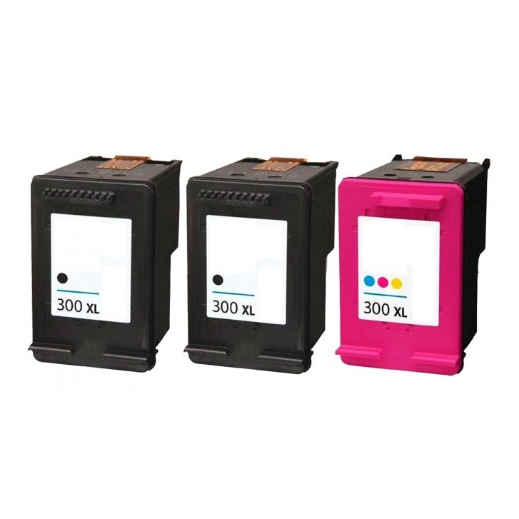 Compatible Pack 3 x Tinta HP 300XL (Negro 2 ud. + TRICOLOR