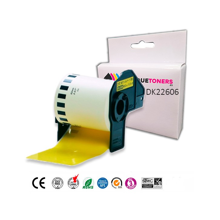 Compatible Cinta Termica BROTHER DK22606 Amarillo 62 mm