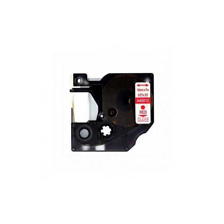 Compatible Cinta Rotuladora DYMO D1 45012 Rojo Transparente