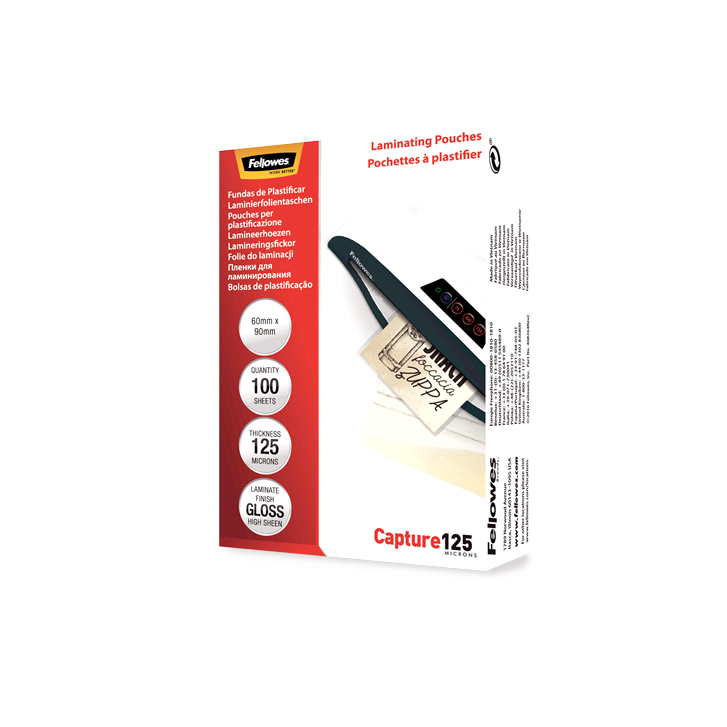 PACK 100 BOLSAS PLASTIFICACION 60X90 125 MICRAS FELLOWES 5397402