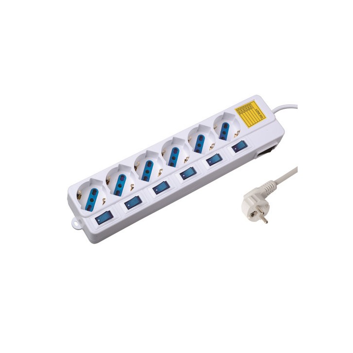 Ewent EW3932 limitador de tensión Blanco 6 salidas AC 1,5 m