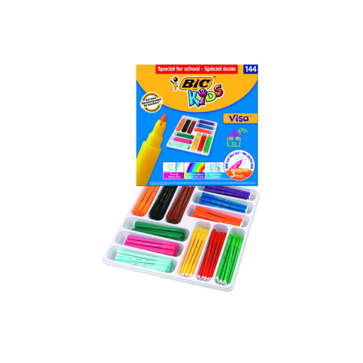 ESTUCHE 144 ROTULADORES DE 12 COLORES DIFERENTES BIC 887837