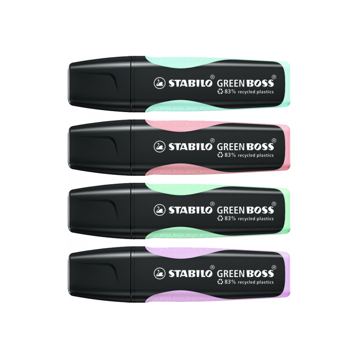 ESTUCHE WALLET 4 STABILO GREEN BOSS COLORES PASTEL SURTIDOS STABILO 6070/4-2