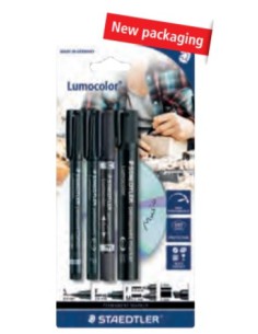 BLISTER 4 LUMOCOLOR PERMANENT 60 BK, SURTIDO STAEDTLER 60 BK