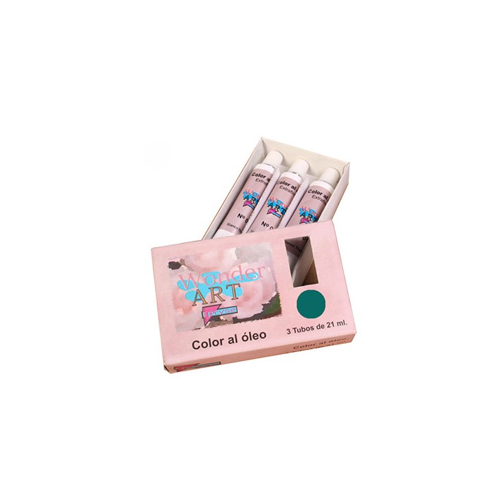 CAJA 3 TUBOS 21ML. ÓLEO Nº.46 ESMERALDA WONDER ART BY PRYSE 6250046