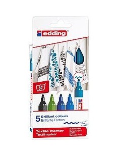 PACK 5 MARCADORES TEXTILES. COLORES FRÍOS. EDDING 4500-5-S-099