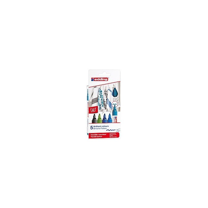 PACK 5 MARCADORES TEXTILES. COLORES FRÍOS. EDDING 4500-5-S-099