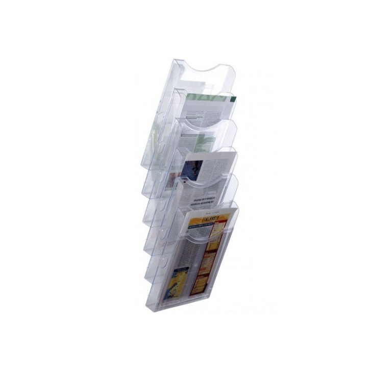 EXPOSITOR MURAL ANTIMICROBIANO STERITOUCH ARCHIPLAY 6 COMPARTIMENTOS DIN A4 VERTICAL 190X235X685 MM CRISTAL TRANSPARENTE ARCHIVO