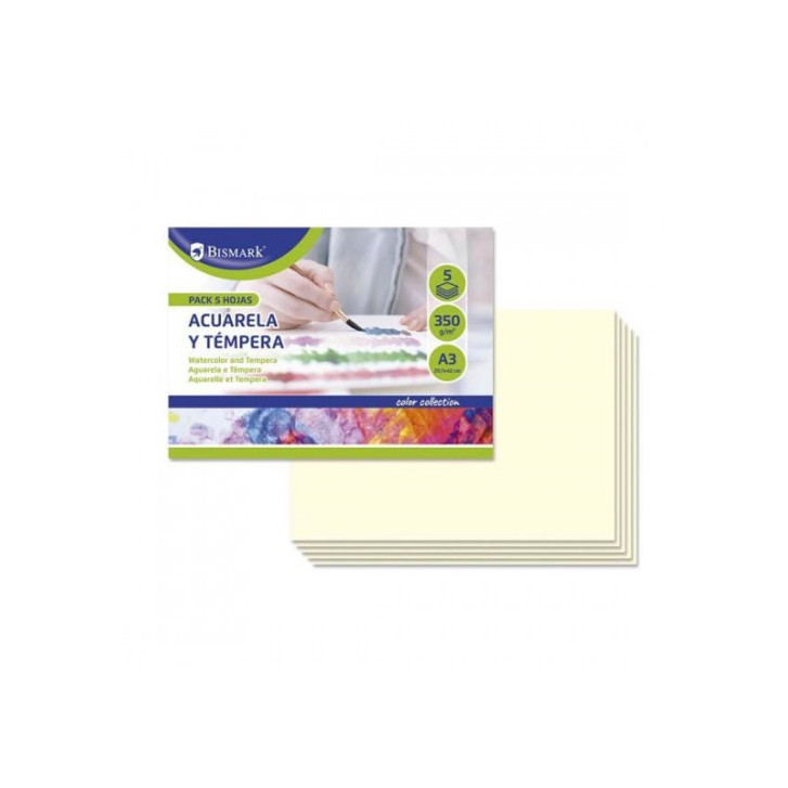 PACK 5 CARTULINAS DIBUJO ACUARELAS Y TEMPERAS A3 BISMARK 328823