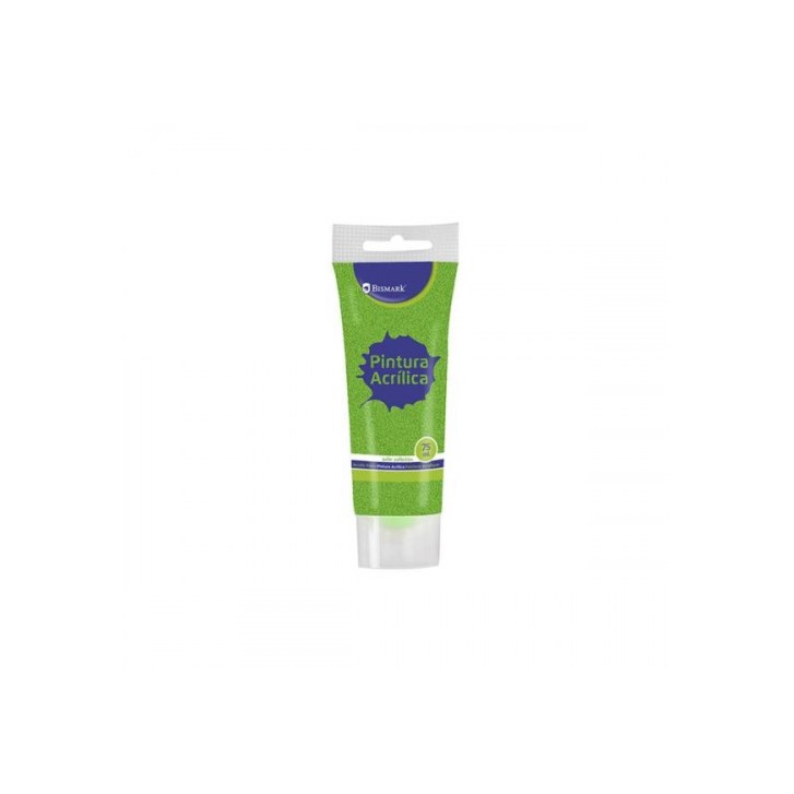 BOTE PINTURA ACRILICA 75 ML VERDE CON GLITTER BISMARK 328675