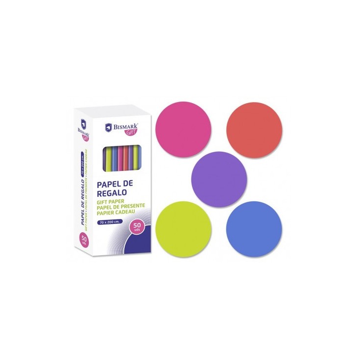 ROLLO PAPEL DE REGALO NEON 70X200 CM BISMARK 328713