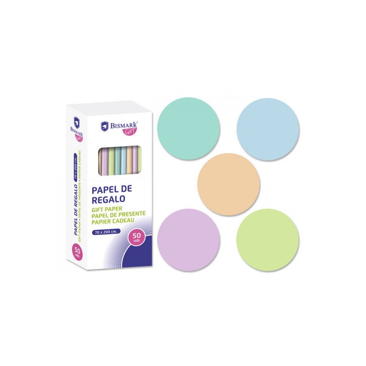 ROLLO PAPEL DE REGALO PASTEL 70X200 CM BISMARK 328712