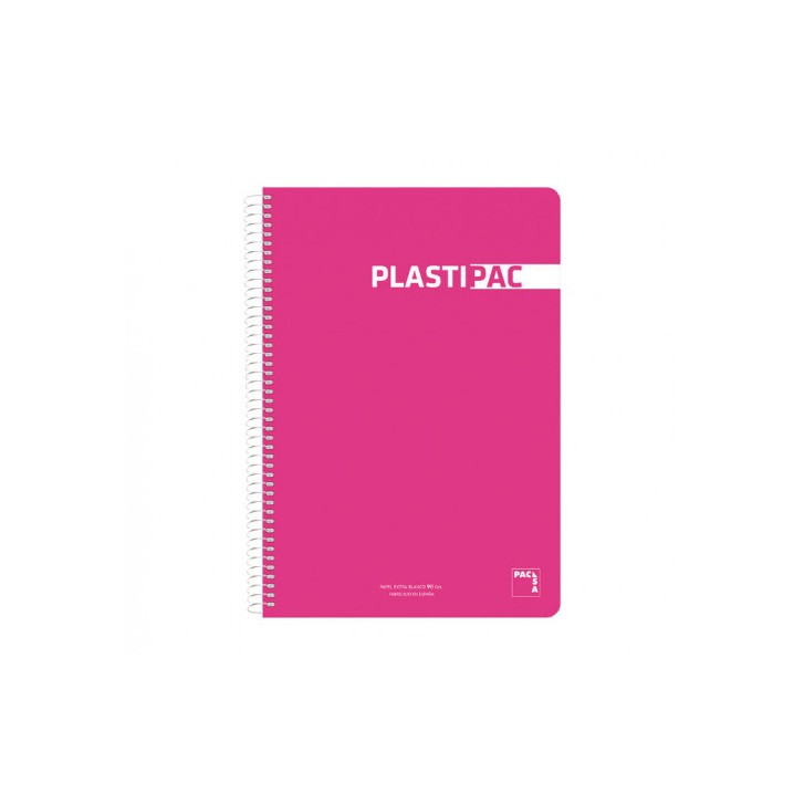 CUADERNO PLASTIPAC 90 GRS. TAPA POLIPROPILENO 4º 80 HOJAS LISO CON MARGEN SURTIDO PACSA 16573