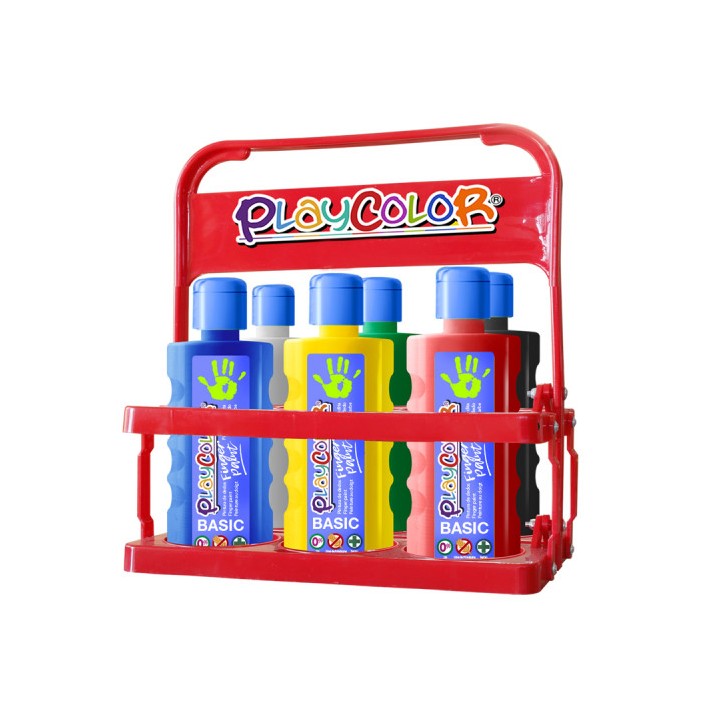FINGER PAINT BASIC PARA 6 BOTELLAS 500ML. BASKET 6 COLORES PLAYCOLOR 17791