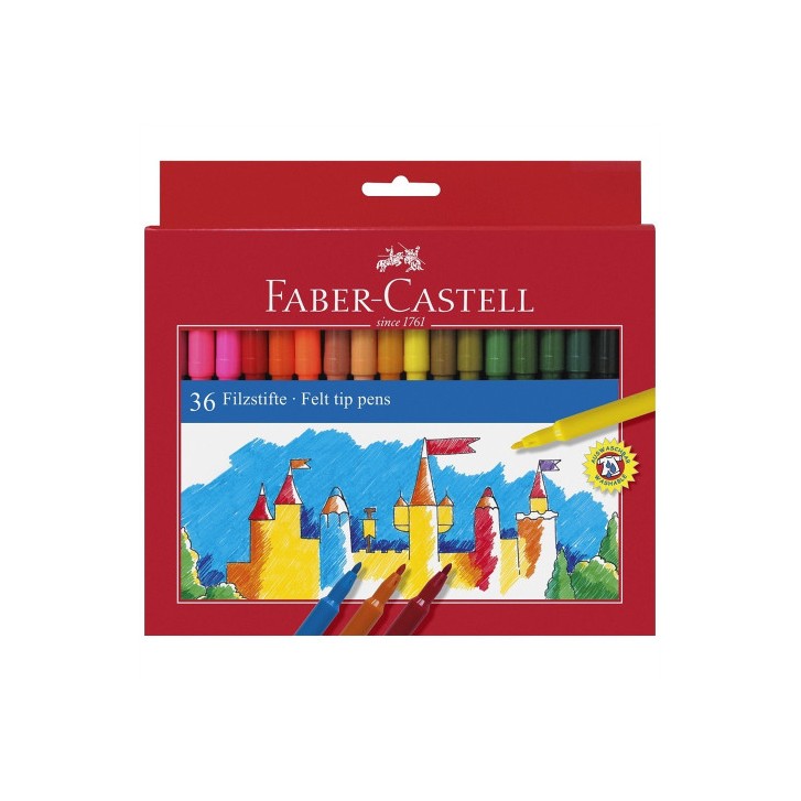 ESTUCHE CARTÓN 36 ROTULADORES ESCOLARES FABER CASTELL 554203