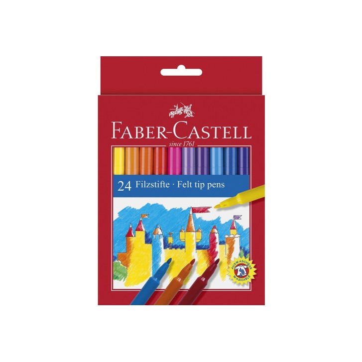ESTUCHE CARTÓN 24 ROTULADORES ESCOLARES FABER CASTELL 554202