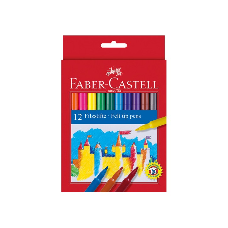ESTUCHE CARTÓN 12 ROTULADORES ESCOLARES FABER CASTELL 554201