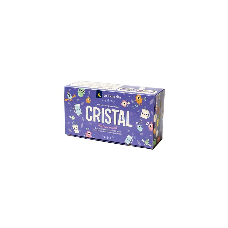 KIT PINTURA PARA CRISTAL + PINCEL 6 COLORES SURTIDOS LA PAJARITA 999994
