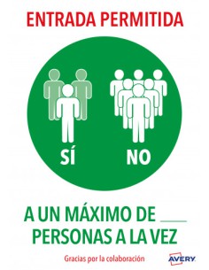 SEÑALES ADHESIVOS PREIMPRESO "ENTRADA PERMITIDA" SOBRE DE 2 HOJAS EN A4 AVERY AV_KITCOVID6_ES