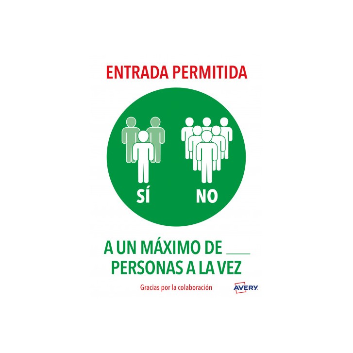 SEÑALES ADHESIVOS PREIMPRESO "ENTRADA PERMITIDA" SOBRE DE 2 HOJAS EN A4 AVERY AV_KITCOVID6_ES