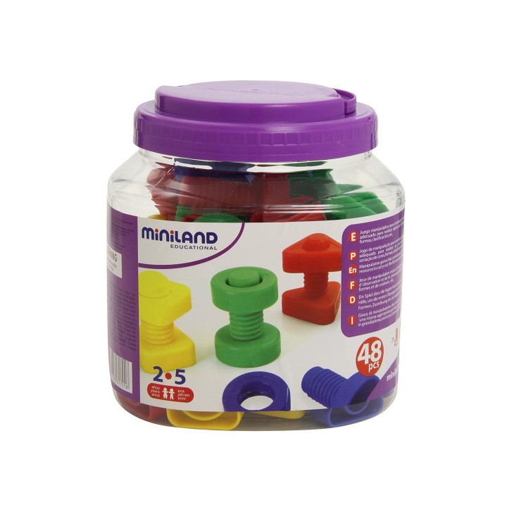 JUEGO TORNILLOS Y TUERCAS PLASTICO 48 UNIDADES MINILAND 31721