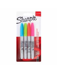 Sharpie 2065403 marcador permanente Fibre tip Azul, Verde, Naranja, Rosa 4 pieza(s)
