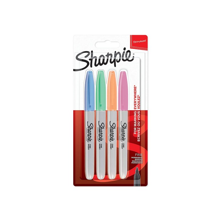 Sharpie 2065402 marcador permanente Fibre tip Azul, Verde, Naranja, Rosa 4 pieza(s)