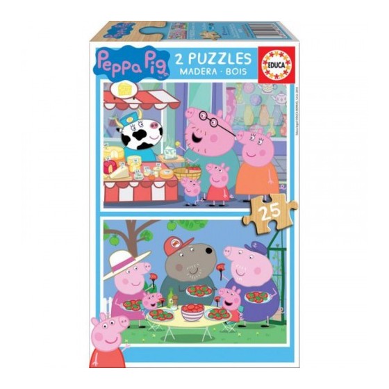 PUZZLE MADERA PEPA PIG 2X25 PIEZAS  EDUCA BORRAS 18078